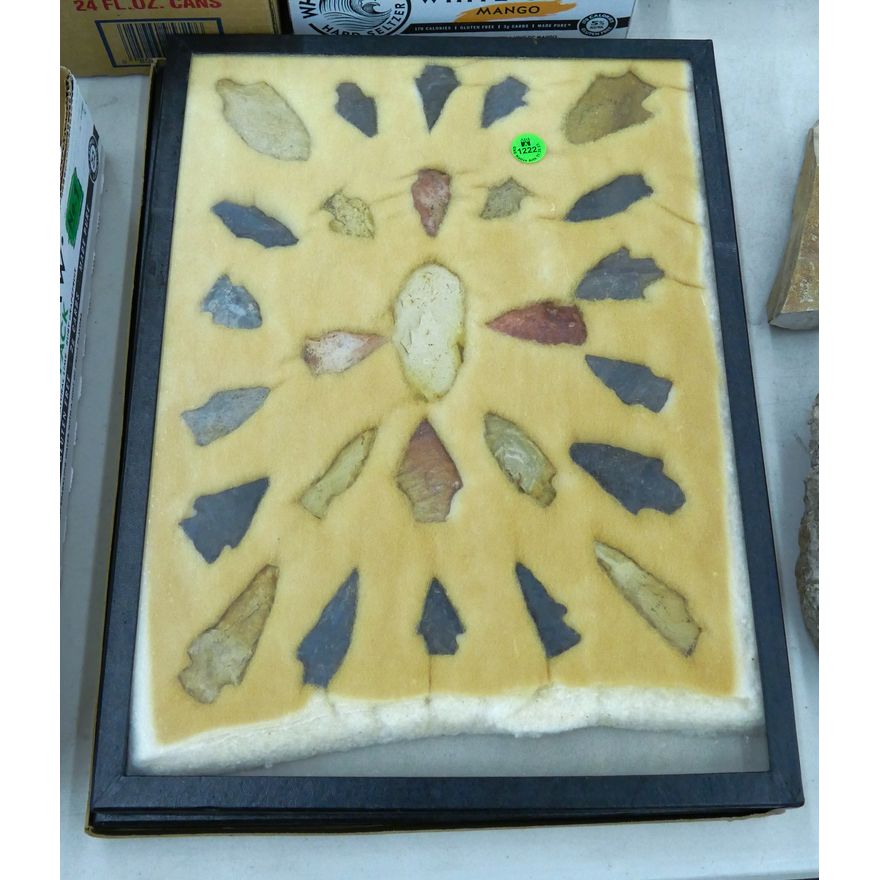 2pc Old Native Flint Arrowhead Displays 12''x16''