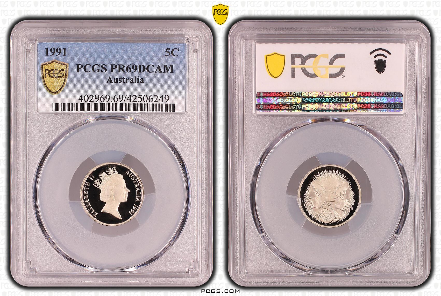Elizabeth II, Five Cent, 1991, PCGS PR69DCAM