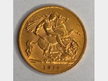 1914 GEORGE V LONDON MINT GOLD HALF SOVEREIGN