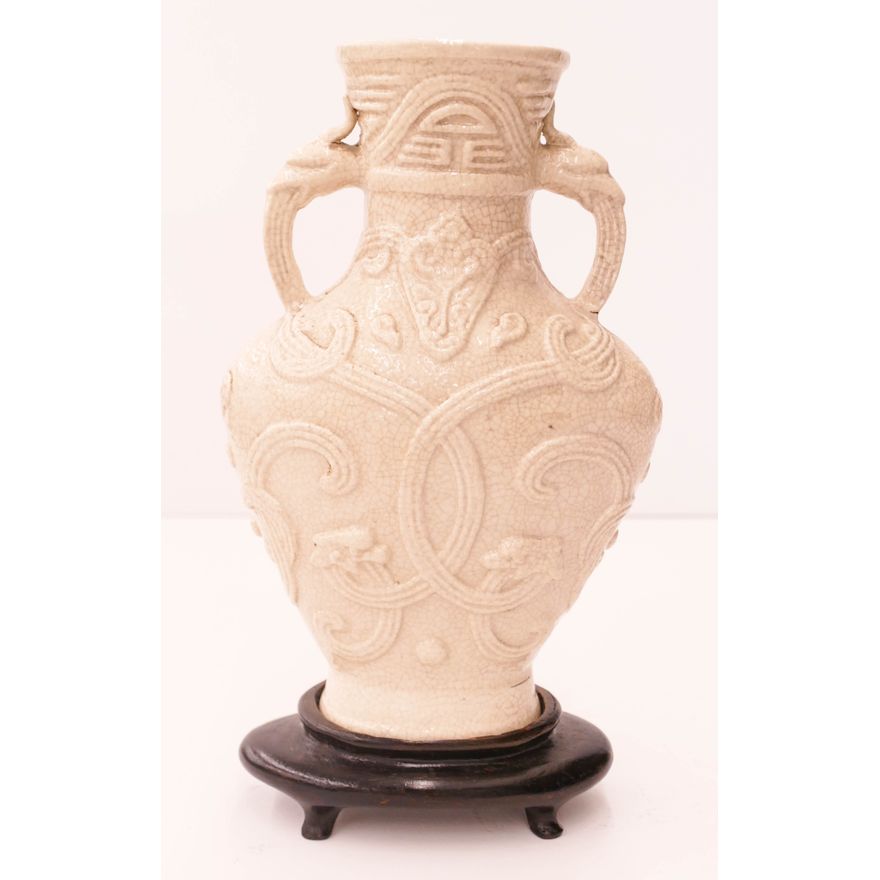 Chinese Qing Handled Crackle Glaze Vase