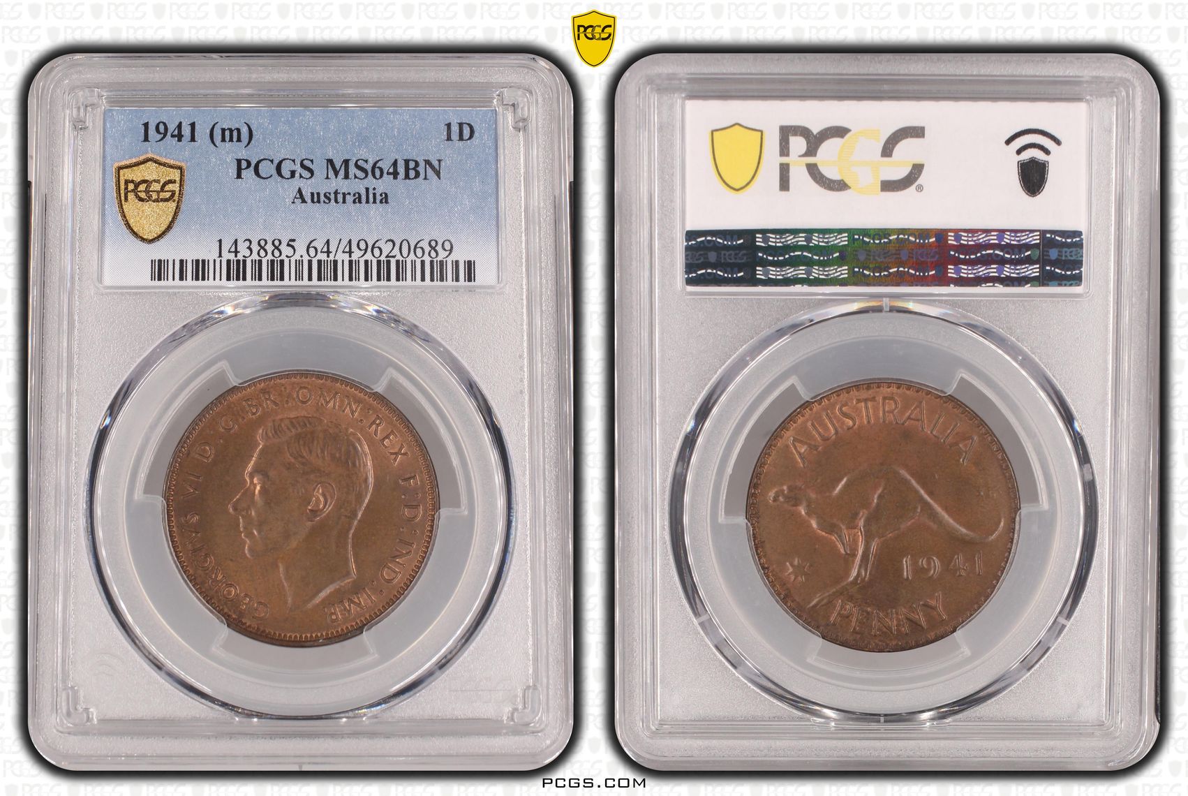 George VI, POP 10/0, Penny, 1941, PCGS MS64BN