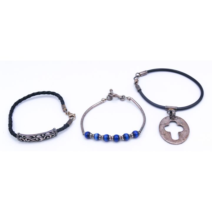 Box Sterling & Leather Bracelets etc.