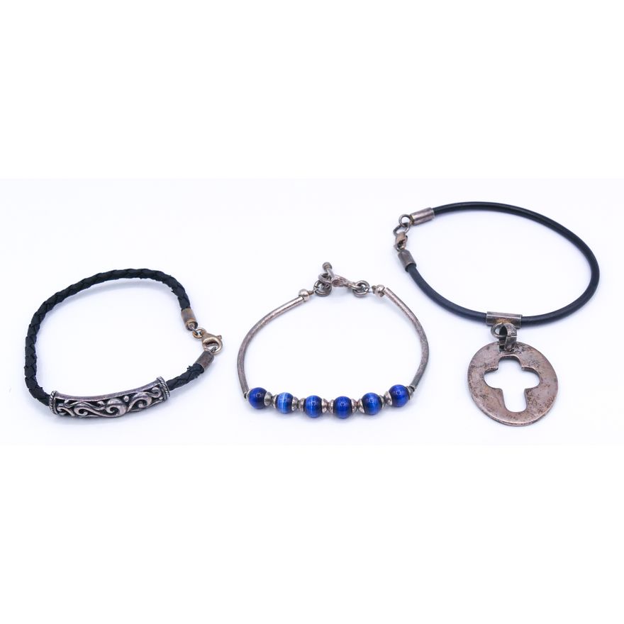 Box Sterling & Leather Bracelets etc.