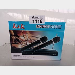 K K AT-306 KARAOKE DUAL WIRELESS HANDHELD MICROPHONE SYSTEM - QUALITY IS OUR MEASUREMENT OF SUCCESS