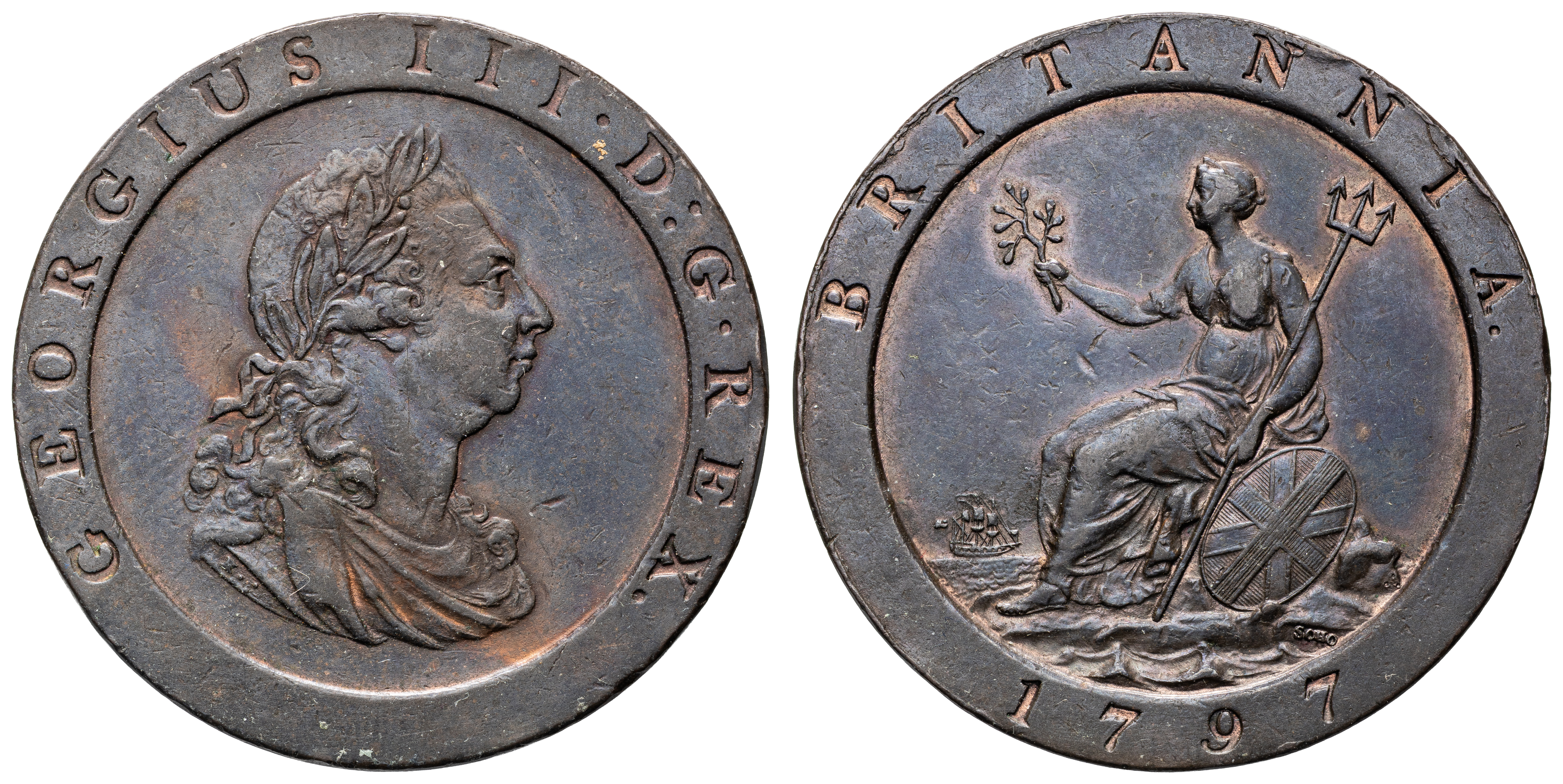 Great Britain, George III, Cartwheel, Penny, 1797, EF