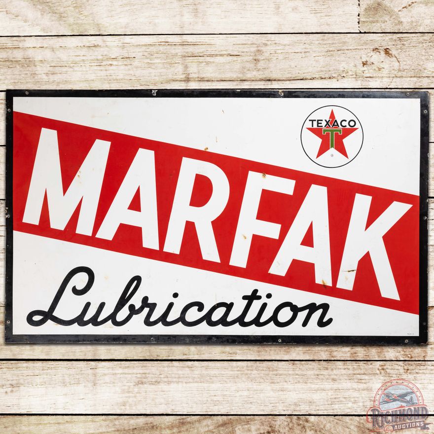 1961 SS Porcelain Marfak Lubrication SS Porcelain Sign w/ Logo