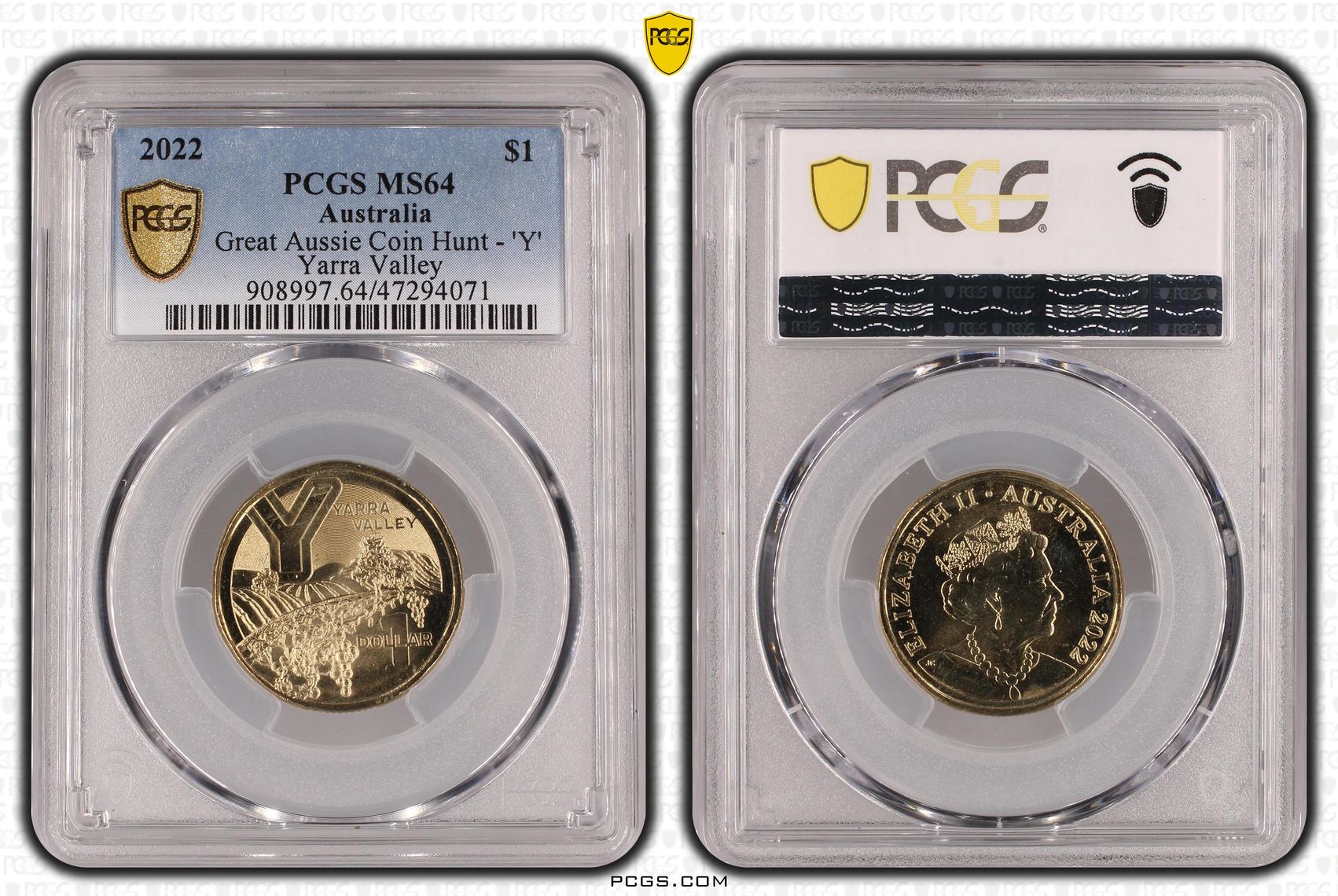 Great Aussie Coin Hunt - 'Y', One Dollar, 2022, PCGS MS 64