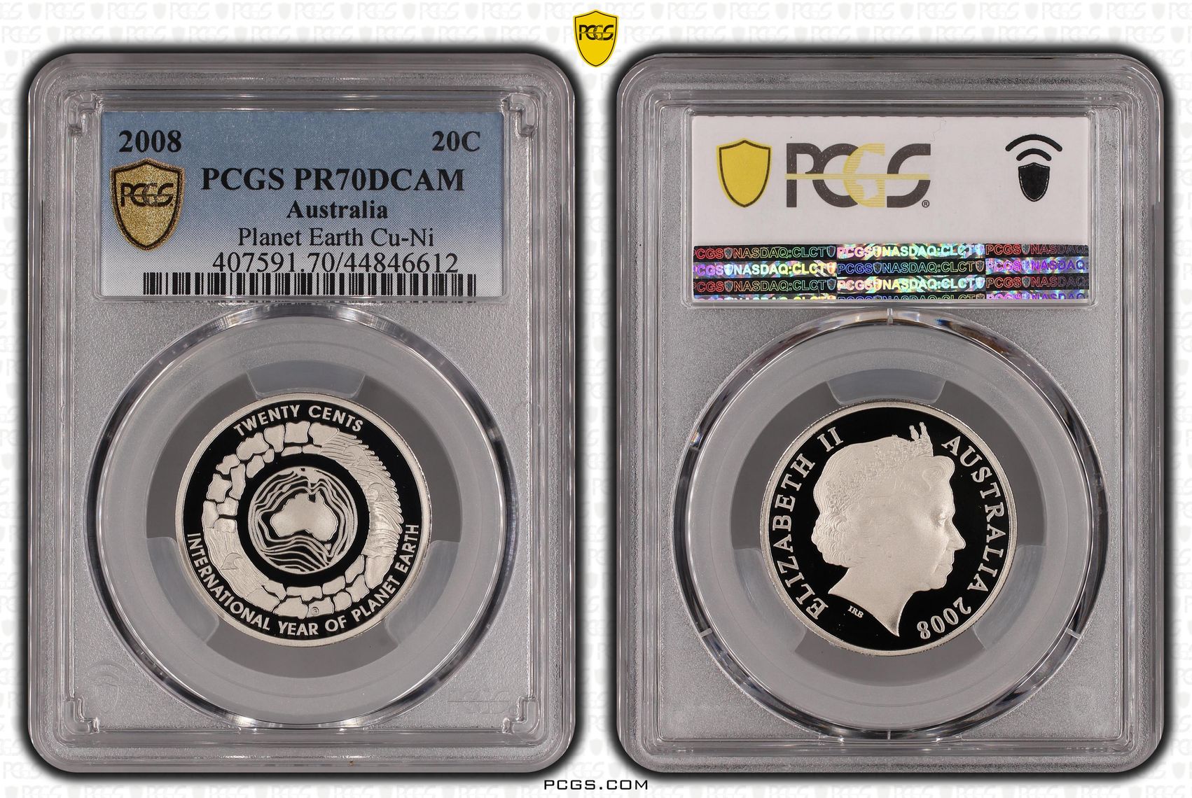 2008 Australia Twenty Cent, 20c Planet Earth Cu-Ni PCGS - PR70DCAM POP 19/0 -612