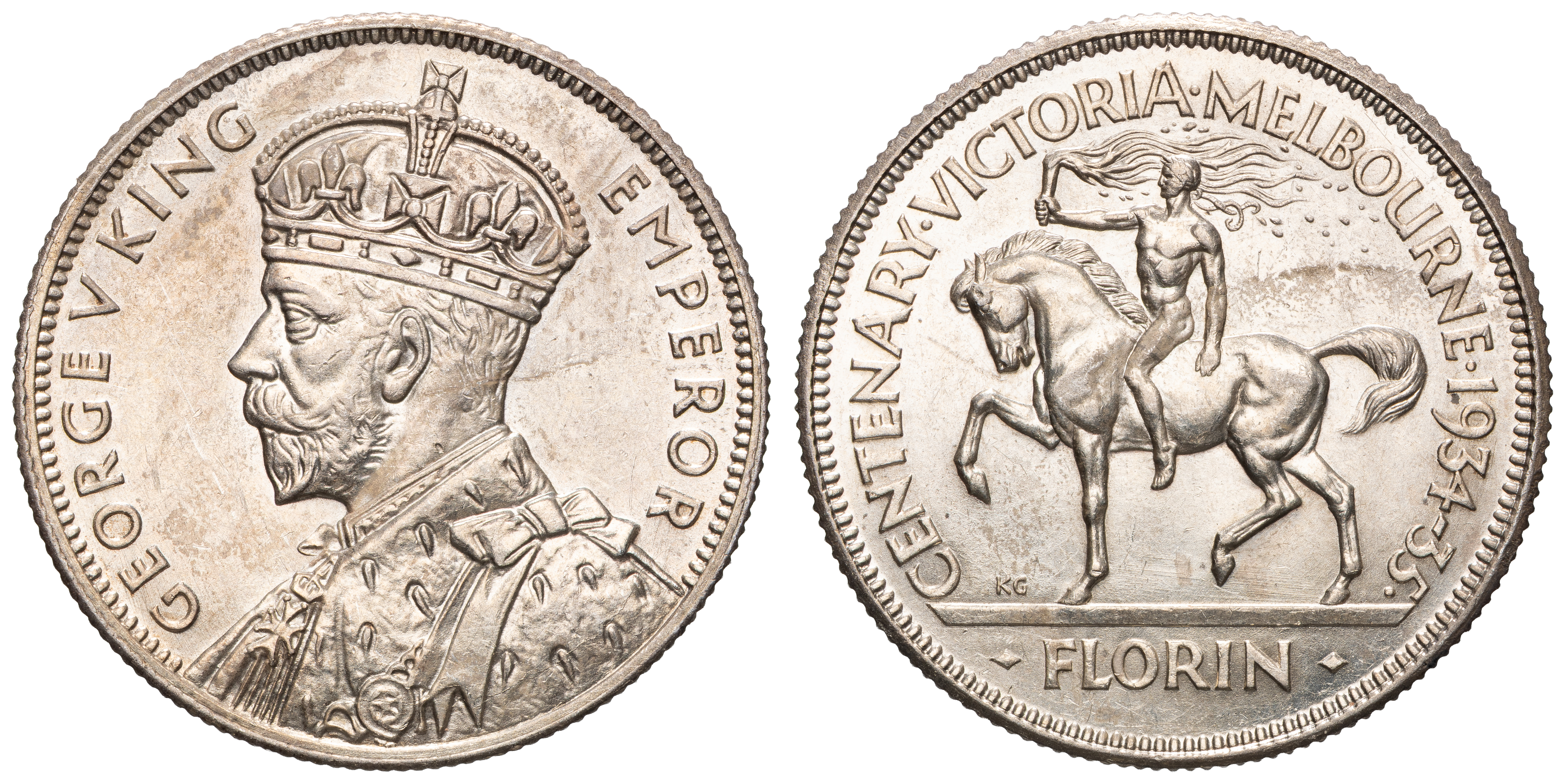George V, Melbourne Centenary, Florin, 1934-35, EF