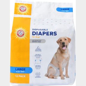 LARGE (12 COUNT) ARM & HAMMER FOR PETS FEMALE DOG DIAPERS, SIZE LARGE, 12 COUNT | ULTRA-ABSORBENT, ADJUSTABLE GIRL DOG DIAPERS WIT
