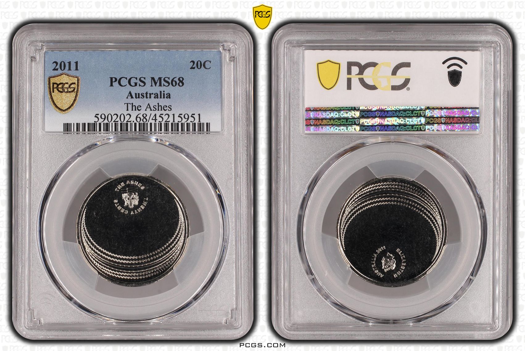 2011 Australia Twenty Cent, 20c The Ashes PCGS - MS68 -951