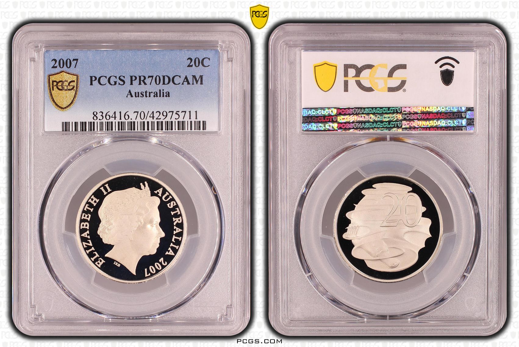 Elizabeth II, Twenty Cent, PR70DCAM , 2007 PCGS POP - 26/0