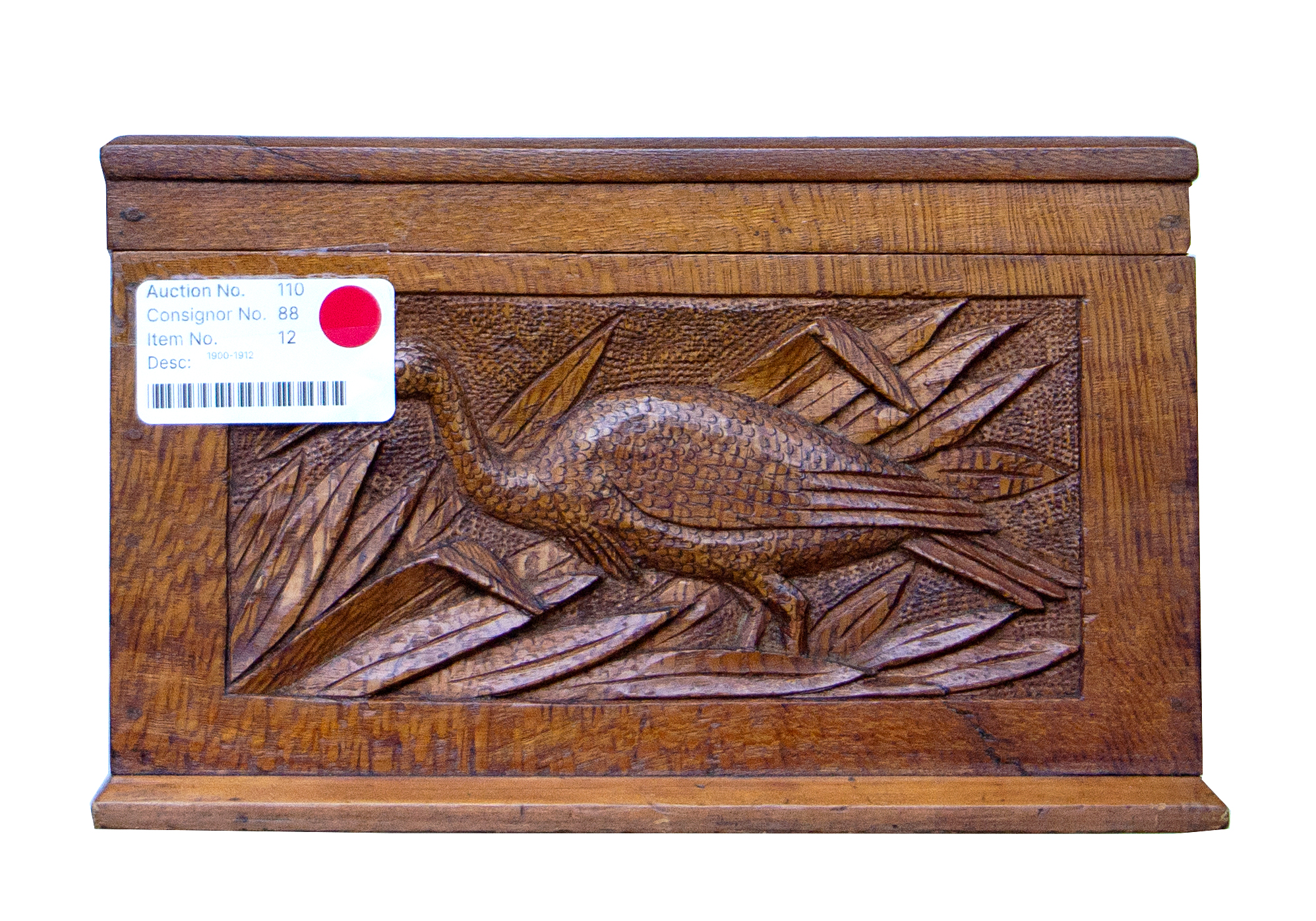 Carved Silky Oak Regimental Cigar Box, 1900 - 1912, VGC