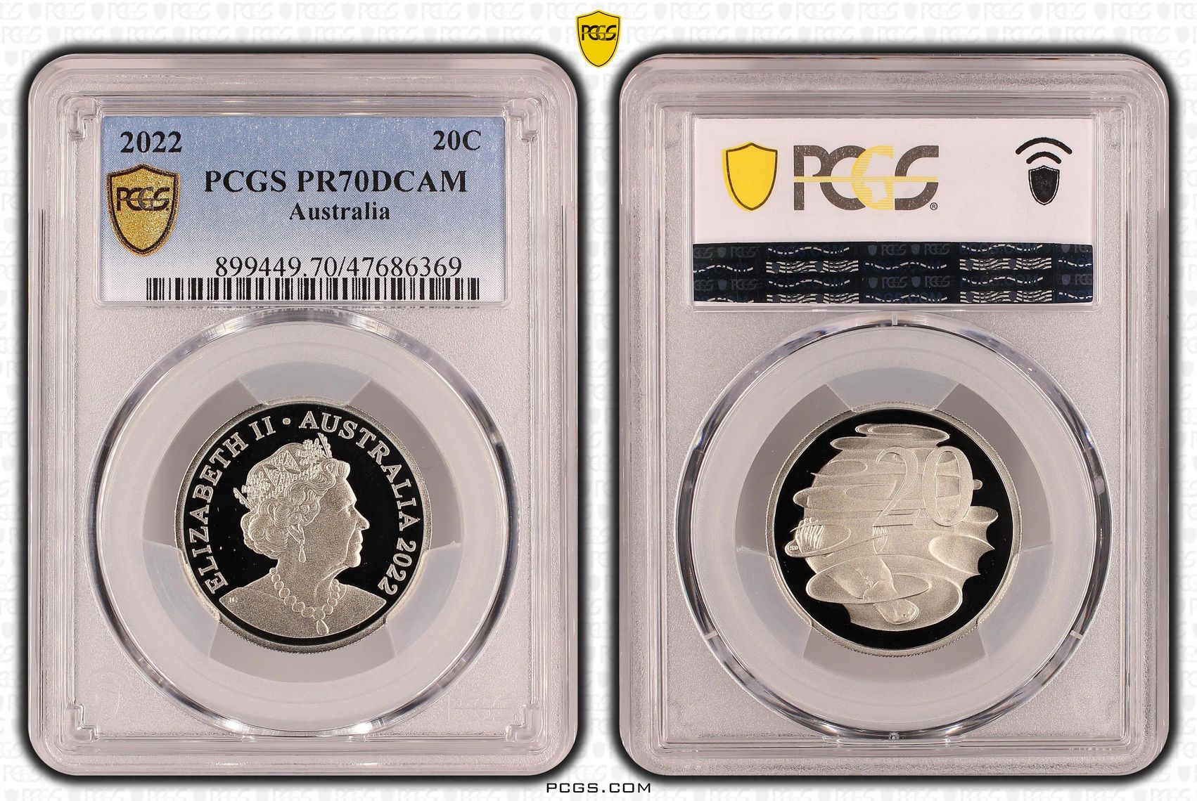 Elizabeth II, Twenty Cent, 2022, PCGS PR70DCAM