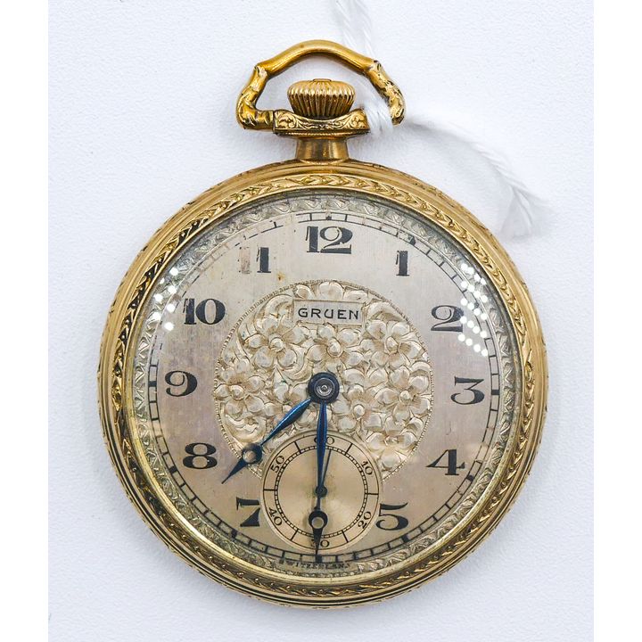Gruen Guild Art Deco 15J Pocket Watch 42mm in Original Box