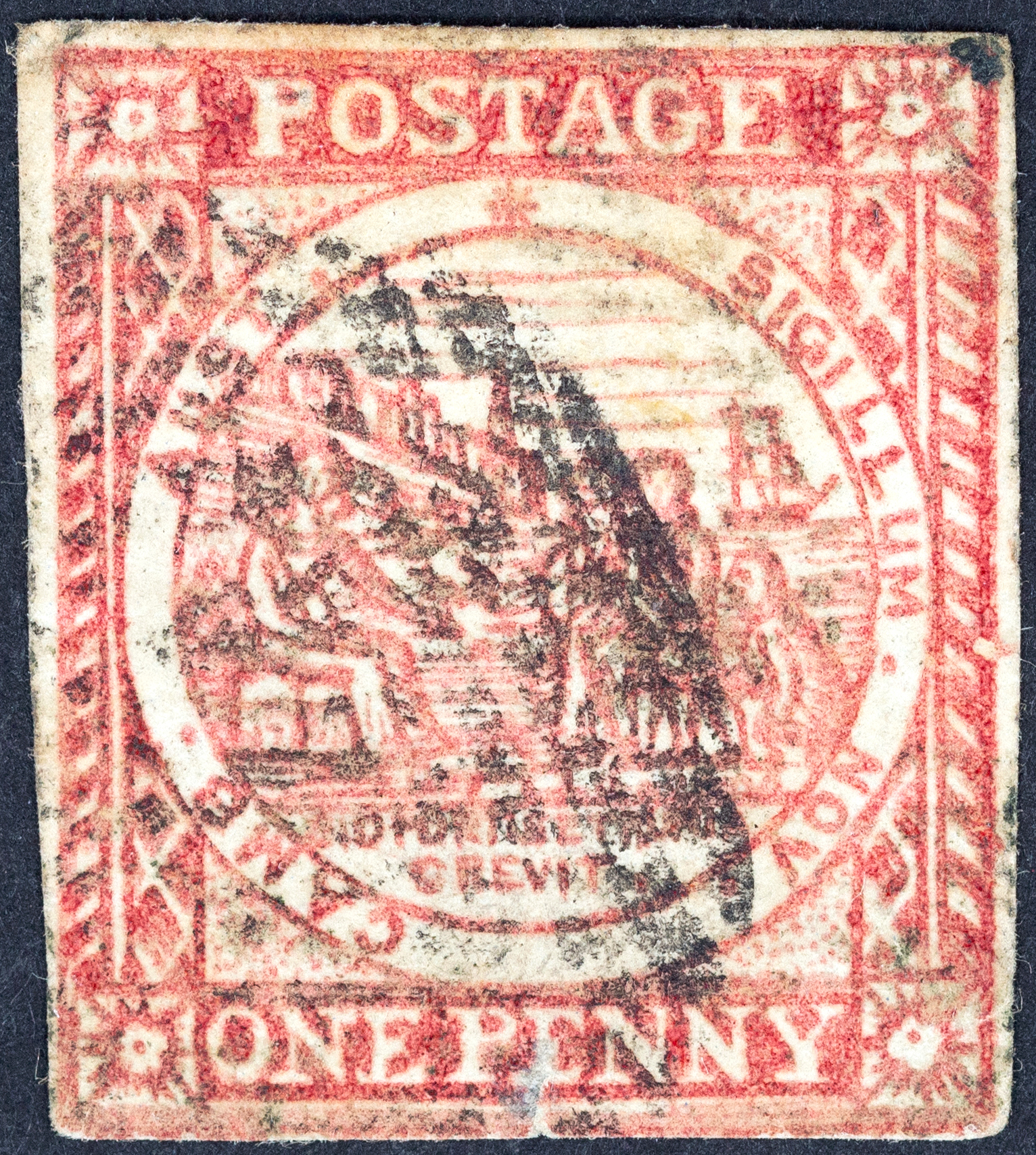 7 · Penny, Dull Carmine, 1850, VFU