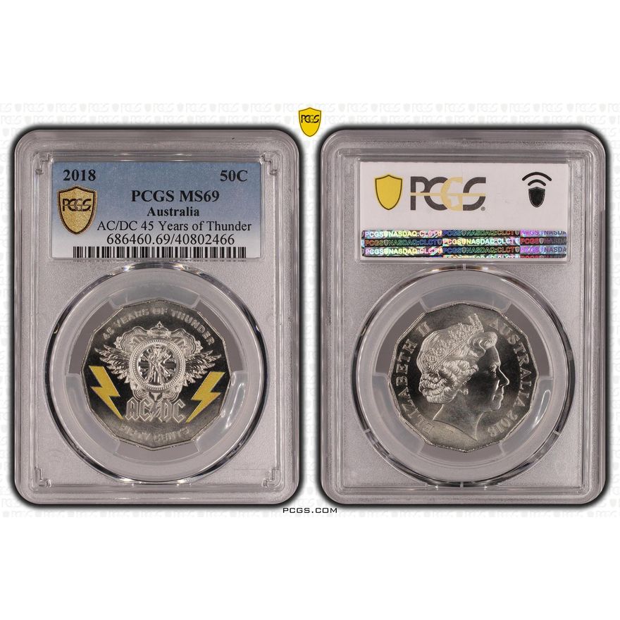AC/DC 45 Years of Thunder, Fifty Cent, 2018, PCGS MS69