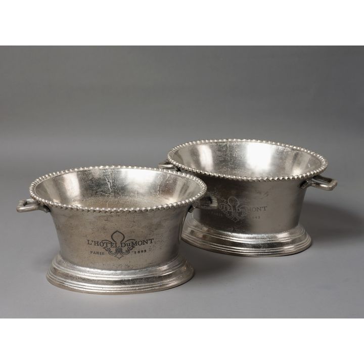 Pair of decorative metal ice buckets