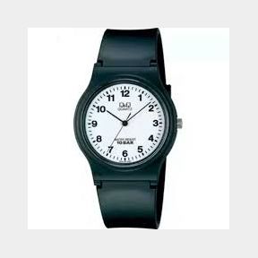 Q Q Gents Plastic Fashion Watch - White Dial - Black Strap - Bar 4966006320220 - 51746/1233