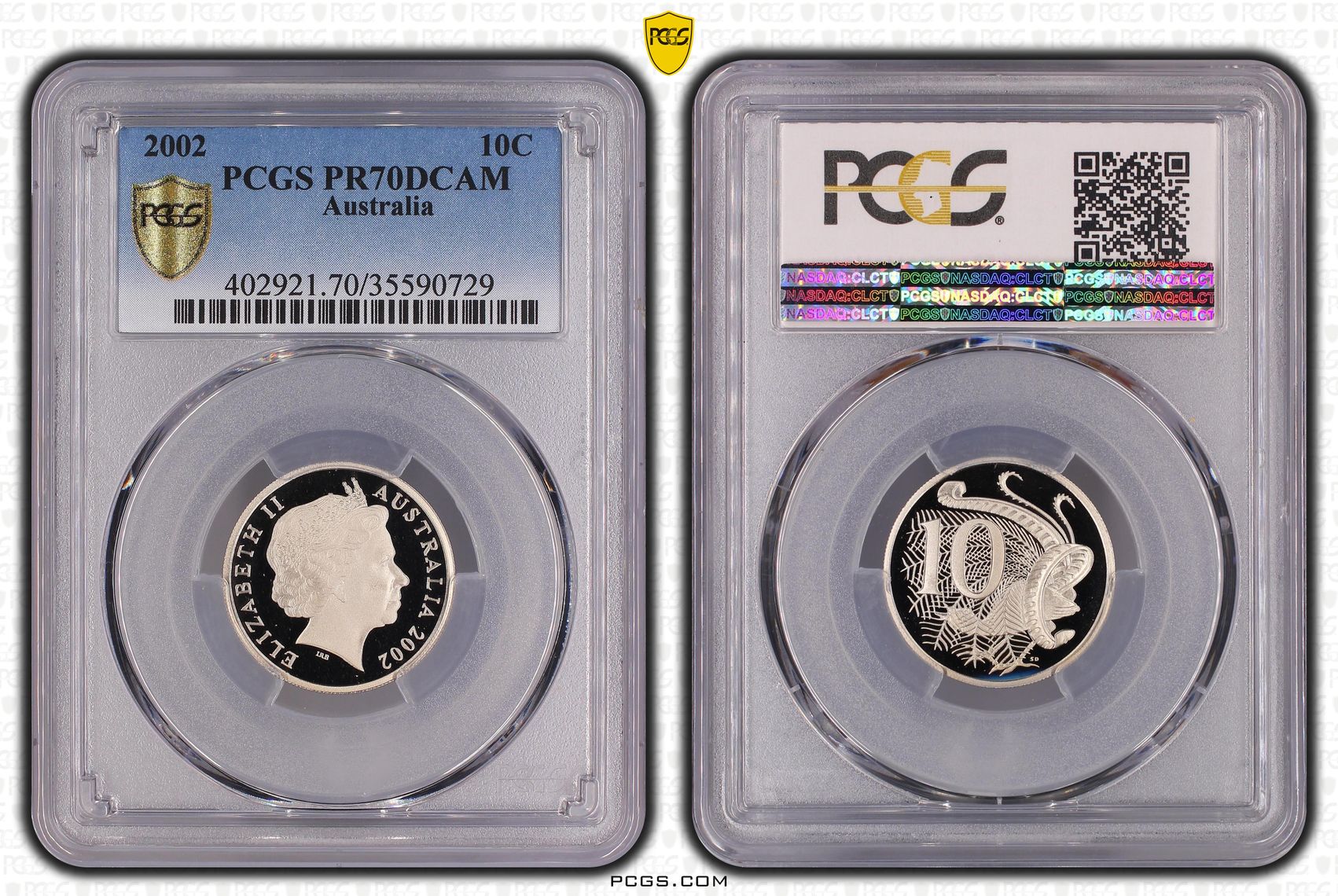 138 · 2002 Australia Ten Cent, 10c Proof PCGS - PR70DCAM POP 49/0 -729