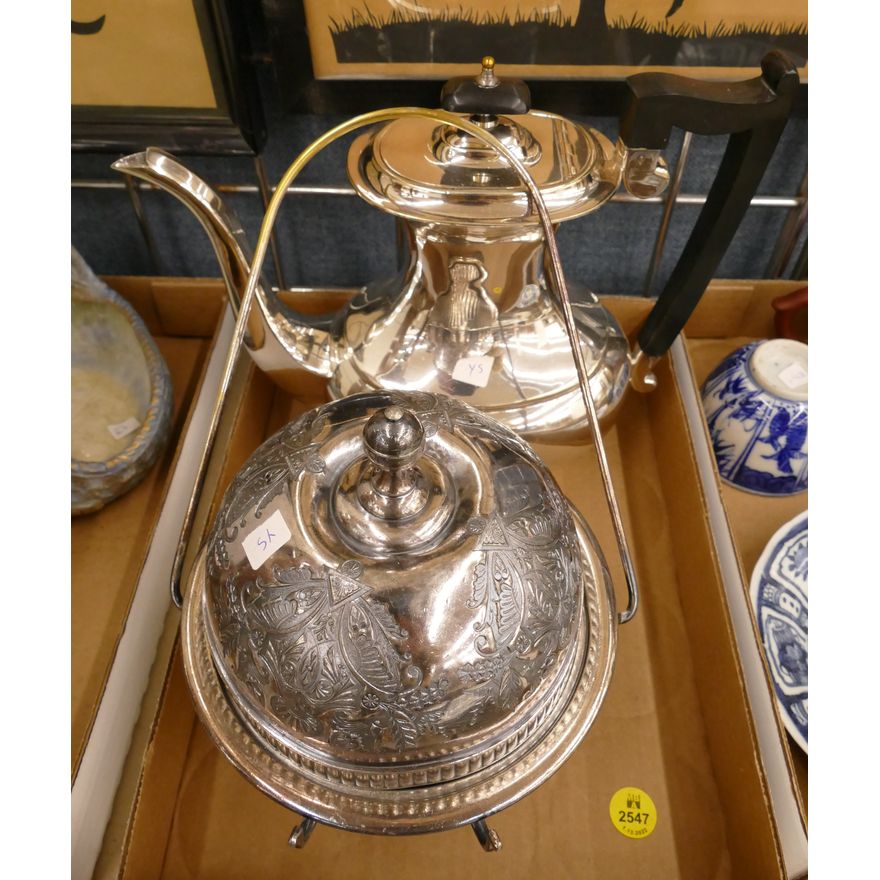 Box Victorian Silverplate Butter Server Etc
