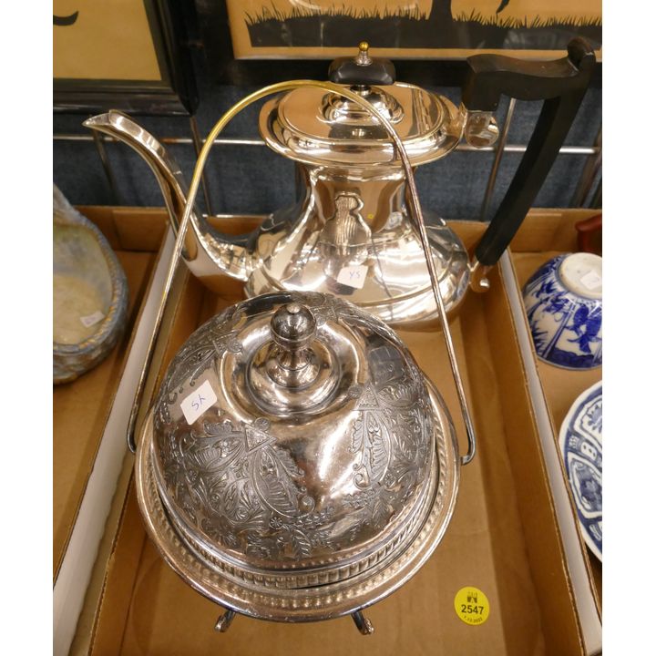 Box Victorian Silverplate Butter Server Etc