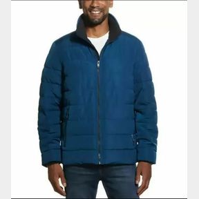 WEATHERPROOF MEN’S ULTRA LUXE WATER RESISTANT PUFFER JACKET BLUE SPHERE SZ MED