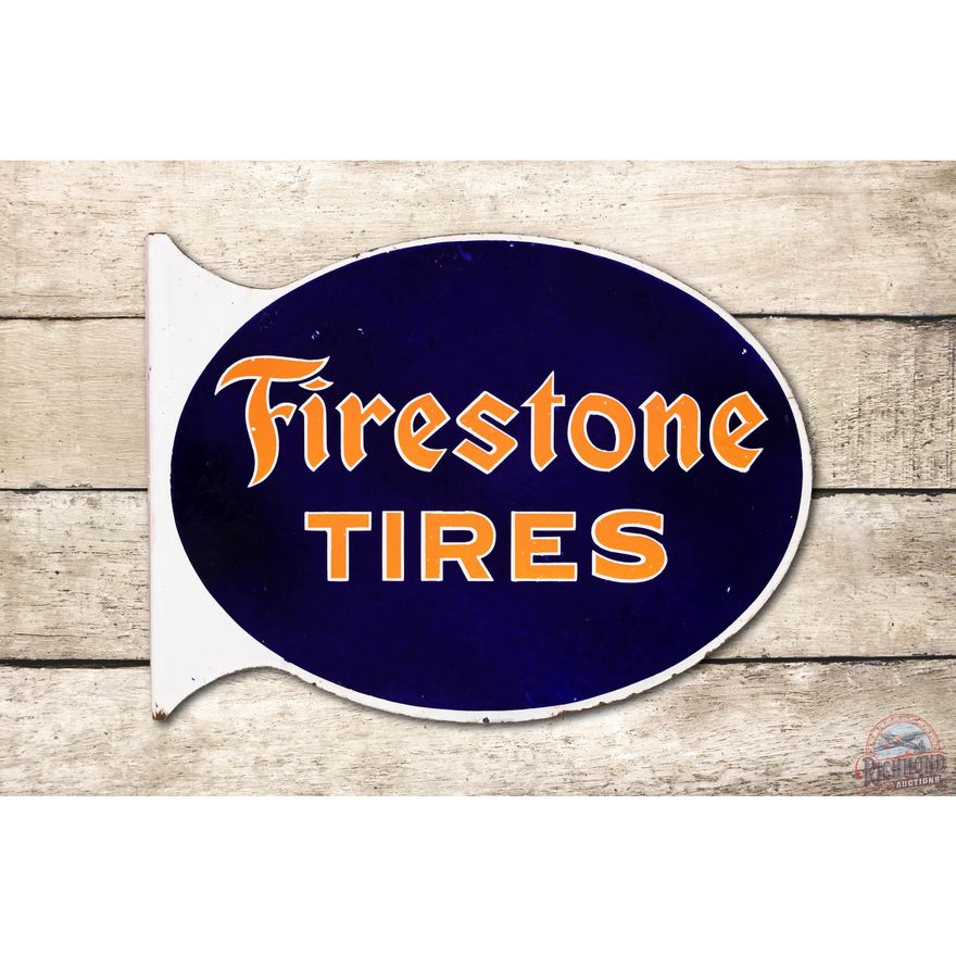 Firestone Tires Porcelain Flange Sign TAC 8.5 & 8.25