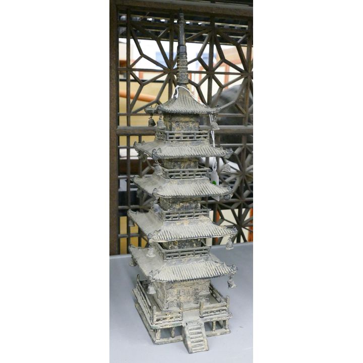 Old Asian Cast Iron Pagoda Model 17''