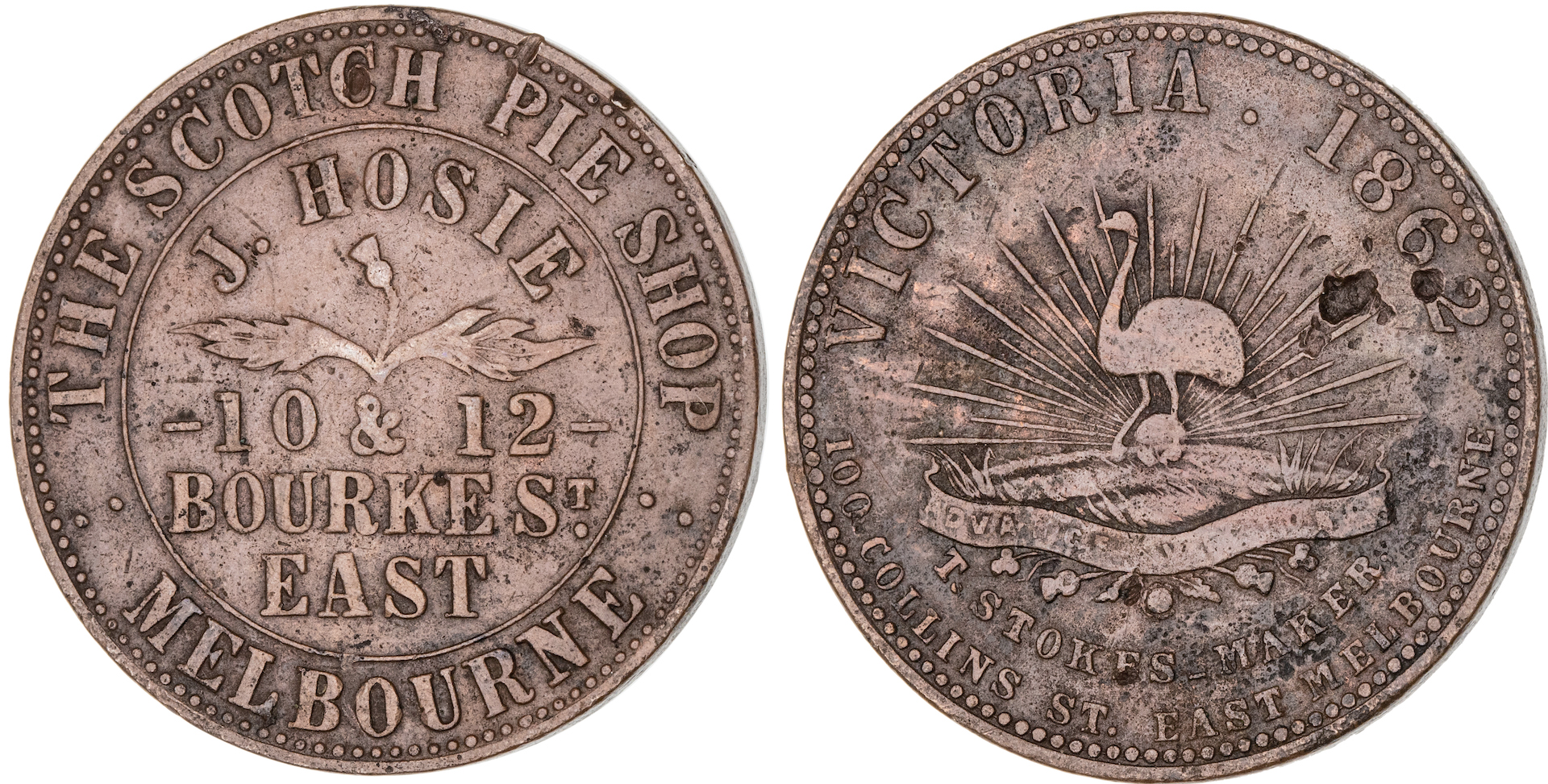 Melbourne, Victoria, J. Hosie, Penny, 1862, aVF