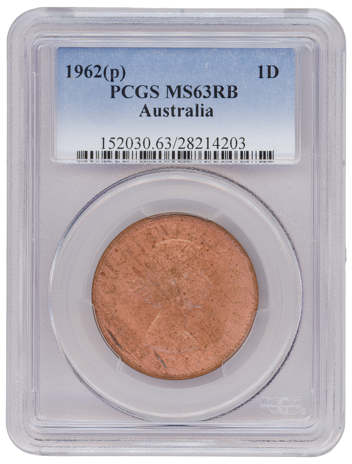 Elizabeth II, Penny, 1962 Y., PCGS MS63RB