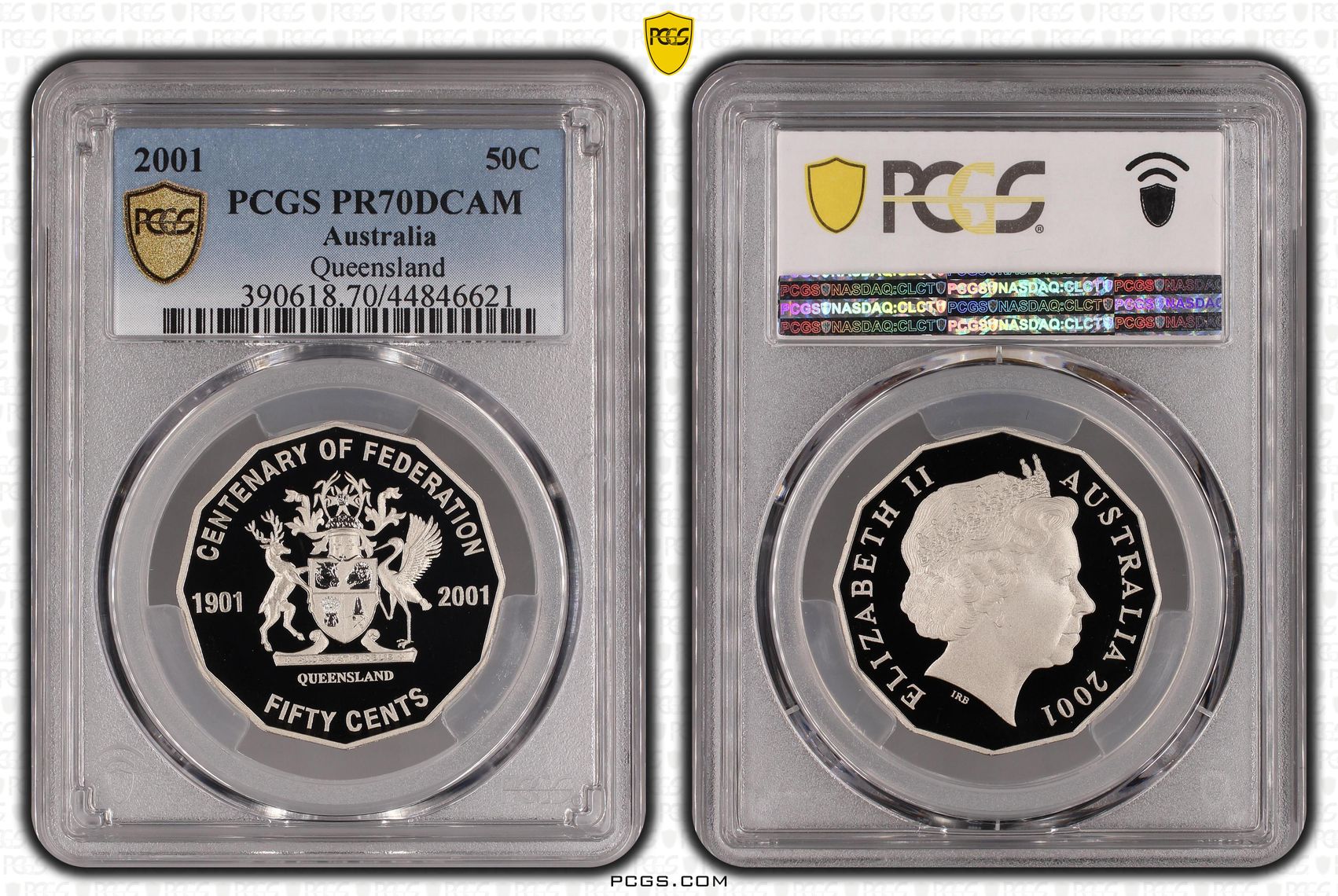 2001 Australian Fifty Cent, 50c Proof Queensland PCGS - PR70DCAM POP 40/0 -621