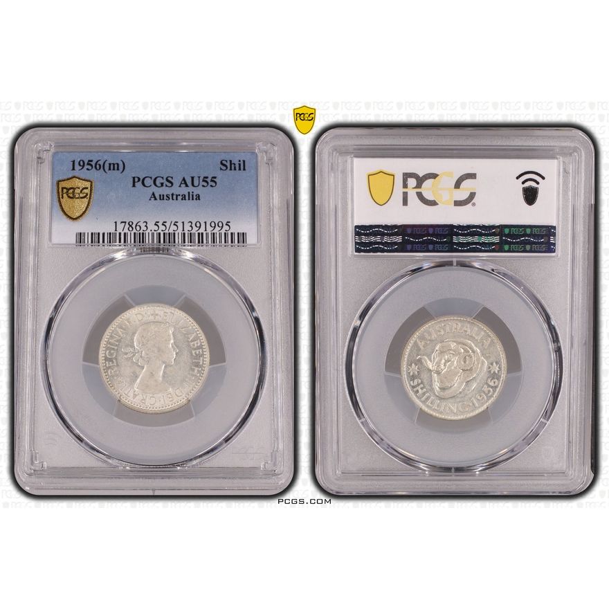 Elizabeth II, Shilling, 1956(m), PCGS AU55