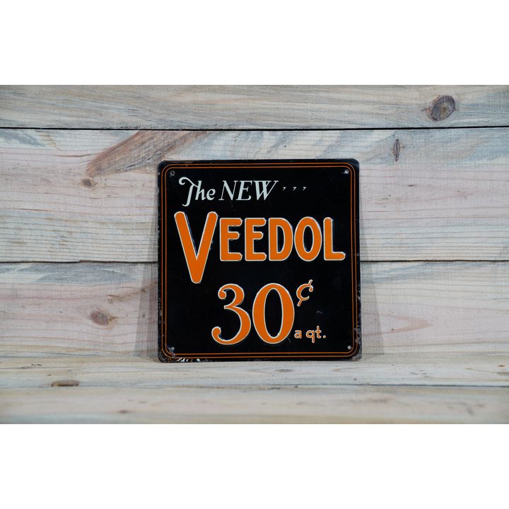 The New Veedol 30c Single Sided Tin Embossed Metal Sign TAC 7.75