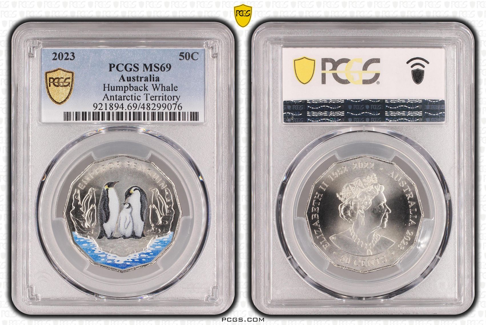 Humpback Whale Colorized, Fifty Cent, 2023, PCGS MS69