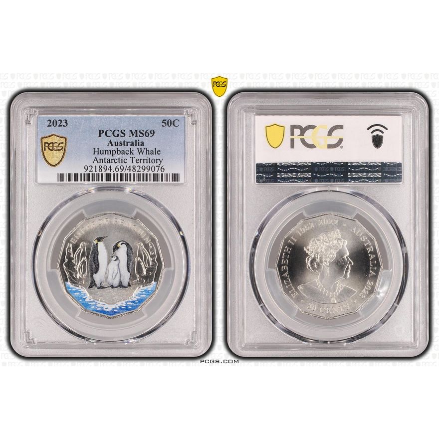 Humpback Whale Colorized, Fifty Cent, 2023, PCGS MS69