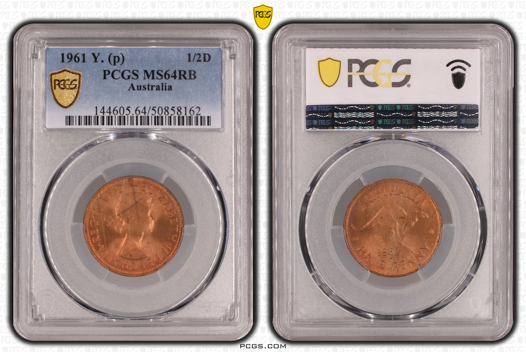 Halfpenny, 1961, PCGS MS64RB