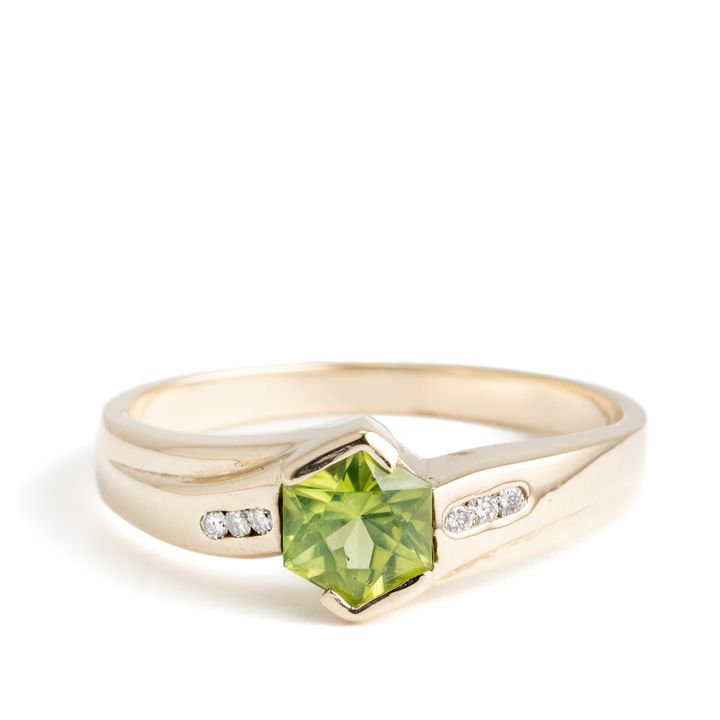 Peridot & Diamond 9ct Gold Ring