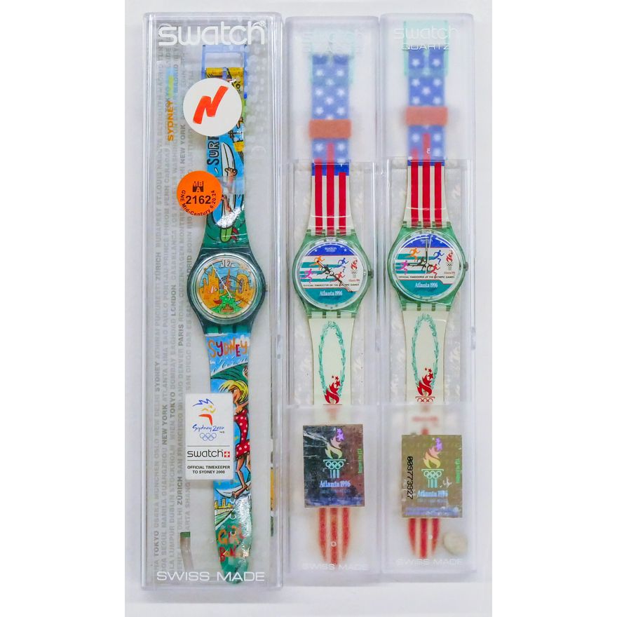 3pc Swatch 1996 and 2000 Olympics Watches in Boxes