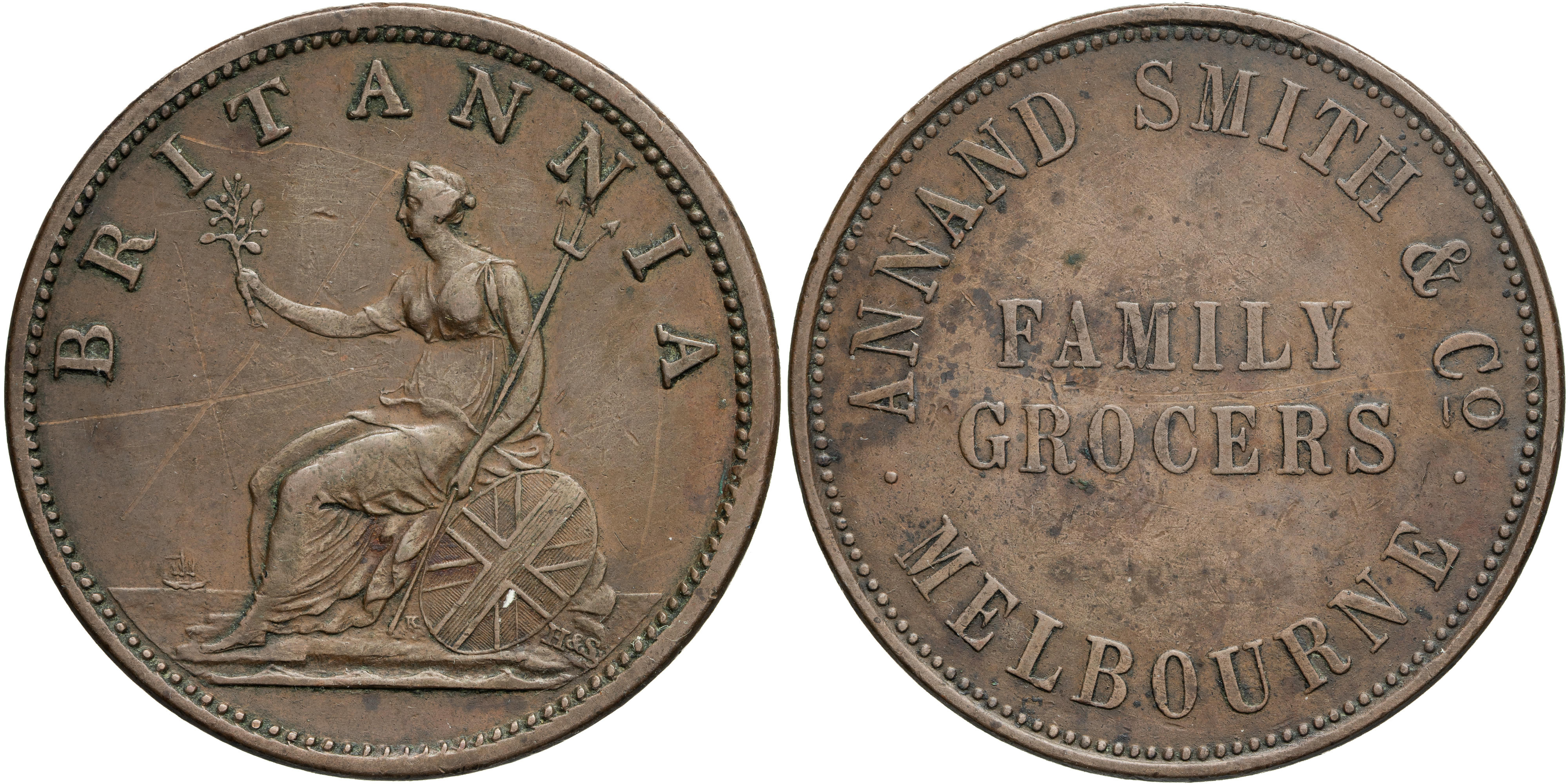 A.15a - Annand Smith & Co, Melbourne, Victoria, Penny, VF