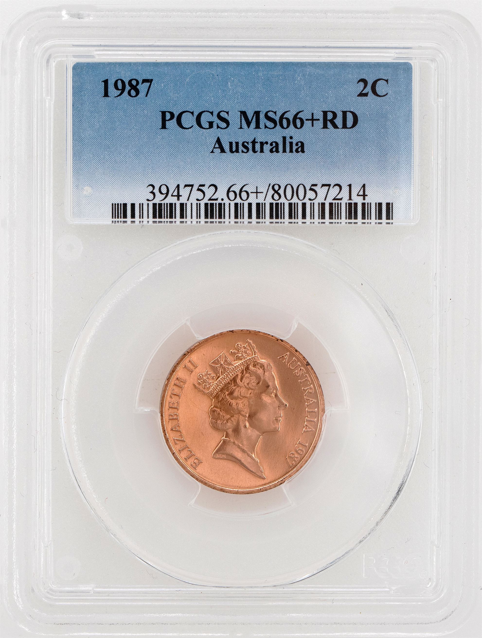1987 Australia Two Cent, 2c PCGS - MS66+RD -214