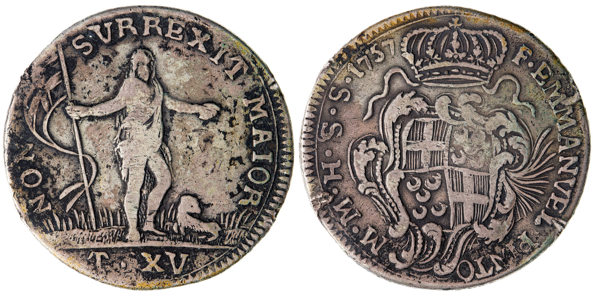 Malta, Order of Hospitallers, Fifteen Tari, 1757, F - gF
