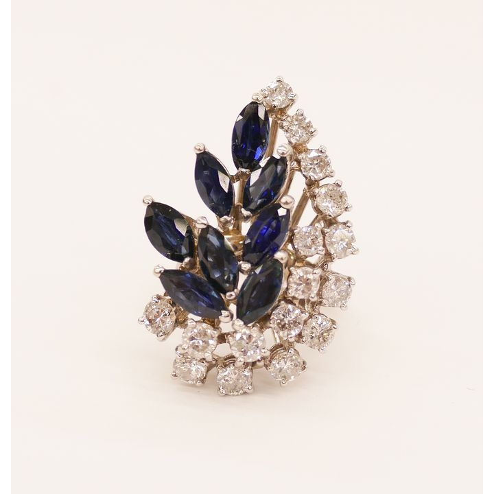 Lady's Sapphire & Diamond 14k Spray Ring