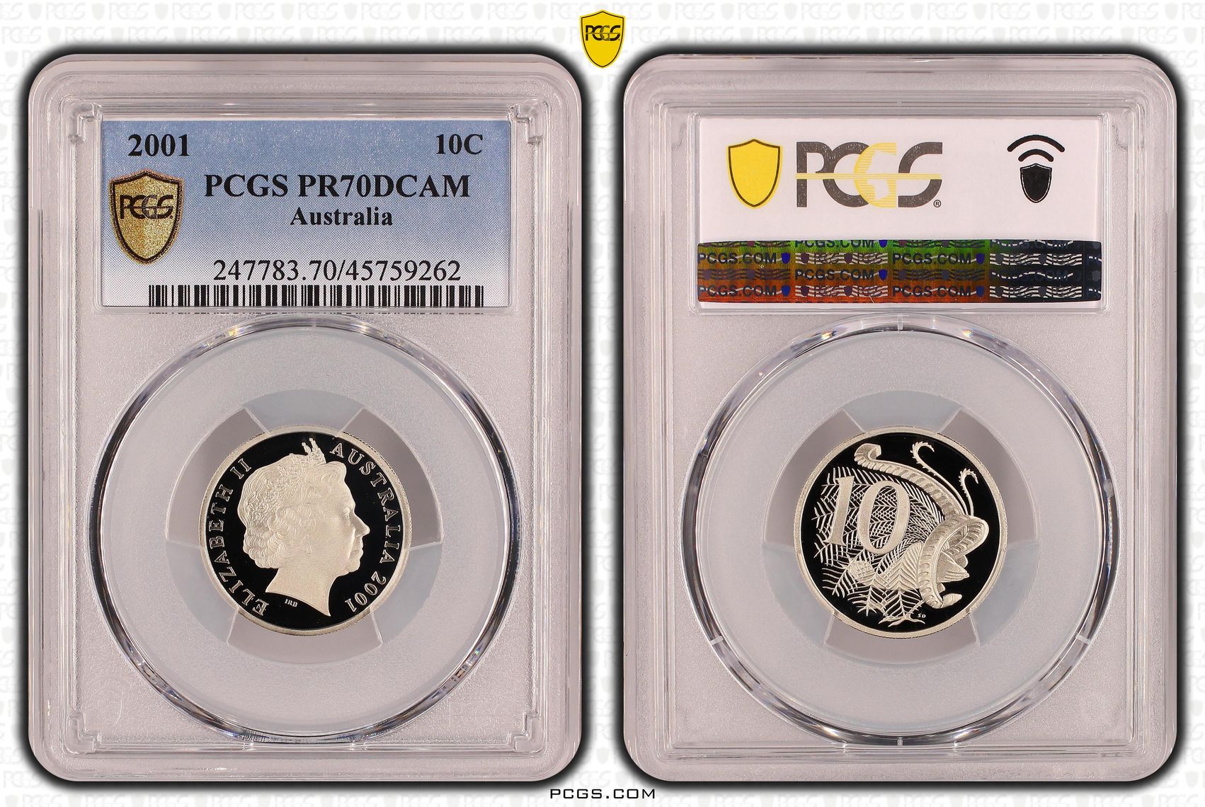 Top pop, Ten Cent, 2001, PCGS PR70DCAM