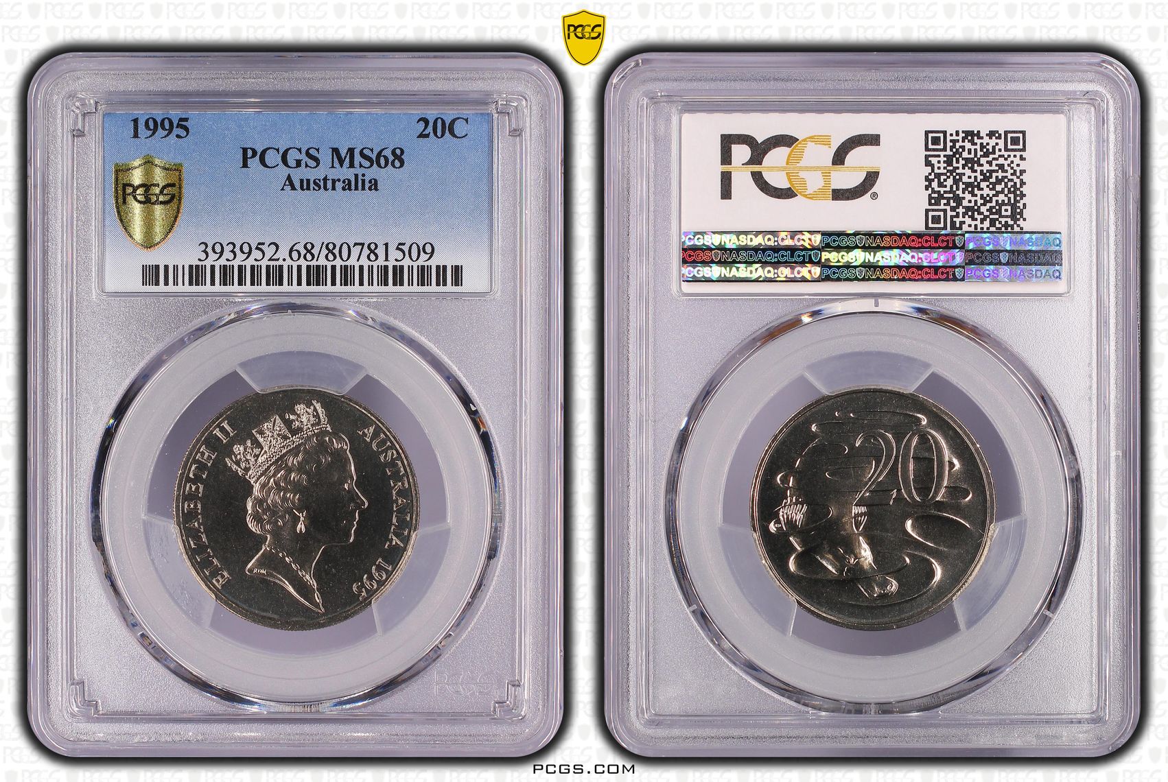 Elizabeth II, Twenty Cent, 1995, PCGS MS68