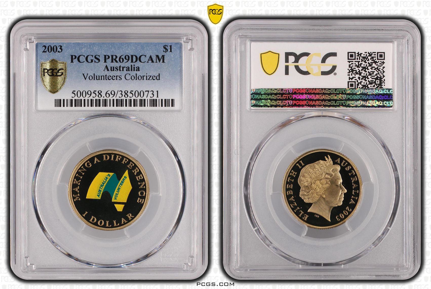 Volunteers Colorized, One Dollar, 2003, PCGS PR69DCAM