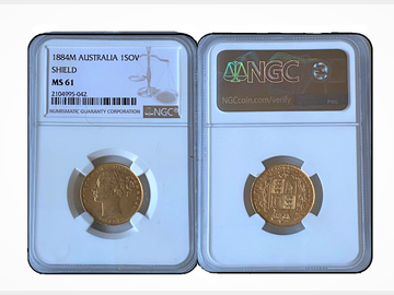 1884 VICTORIA MELBOURNE SHIELD SOVEREIGN MS61