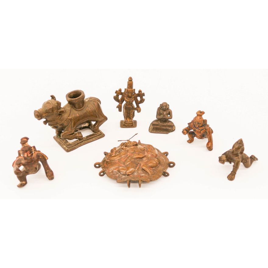 7pc Indian 18th/19th Cent. Bronze Figures 1.5'' to 3.5"