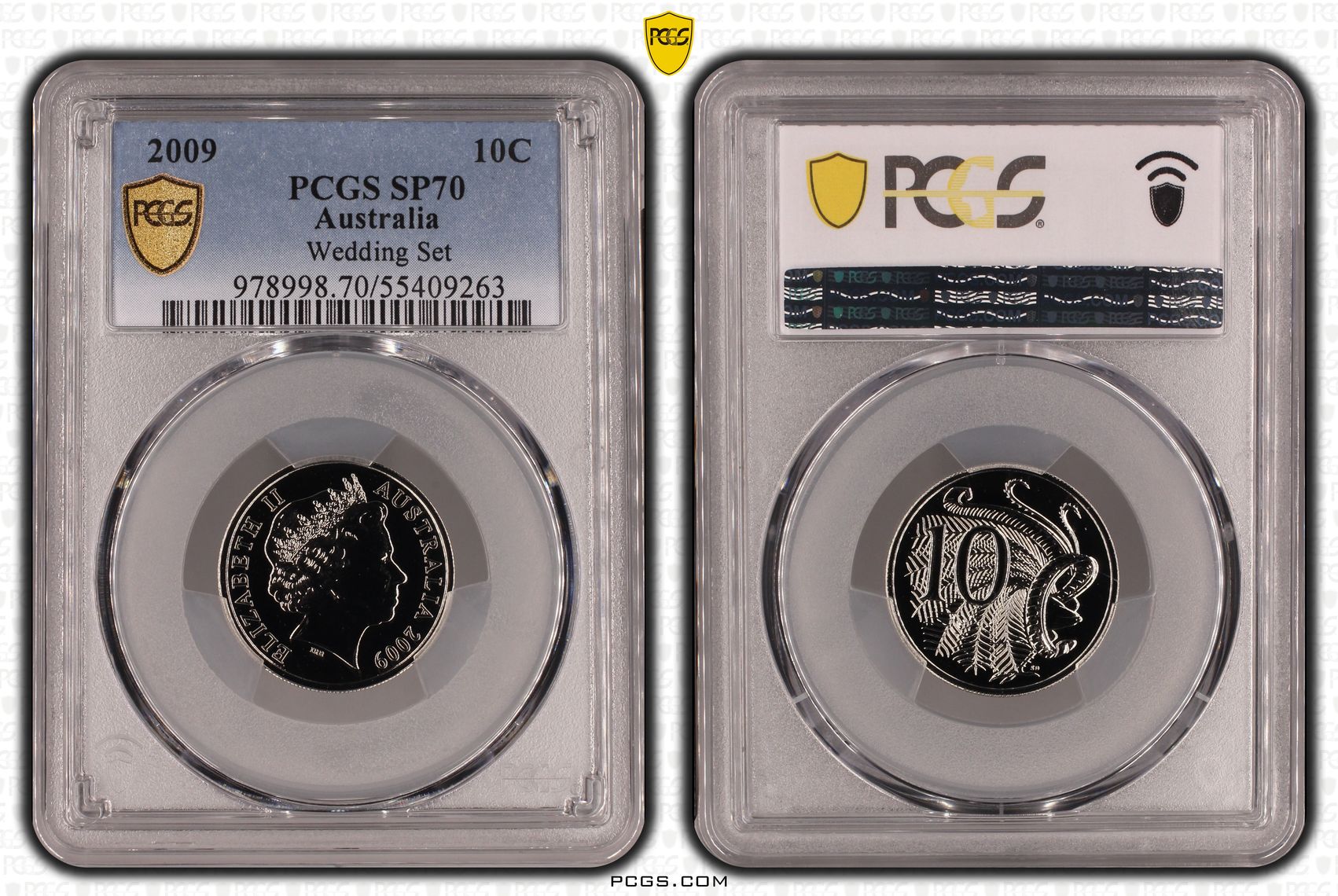 Wedding Set, POP 1/0, Ten Cent, 2009, PCGS SP70