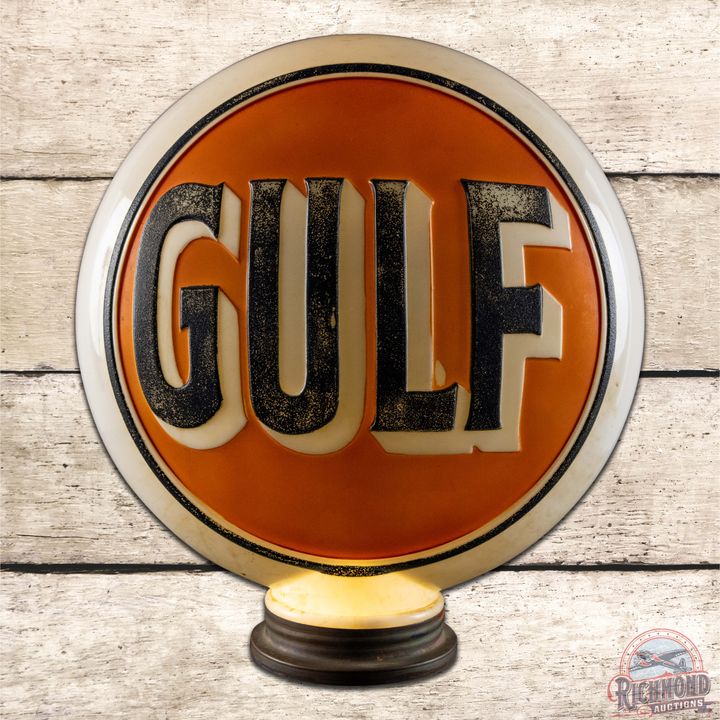 Gulf Gasoline OPC Milk Glass Gas Pump Globe